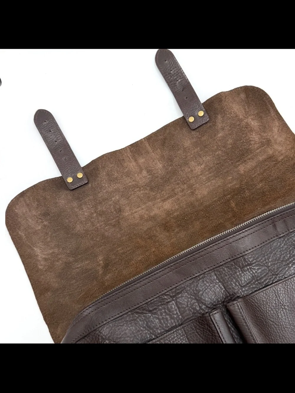 Mulberry Dark Brown Leather Messenger with Tan Canvas Strap